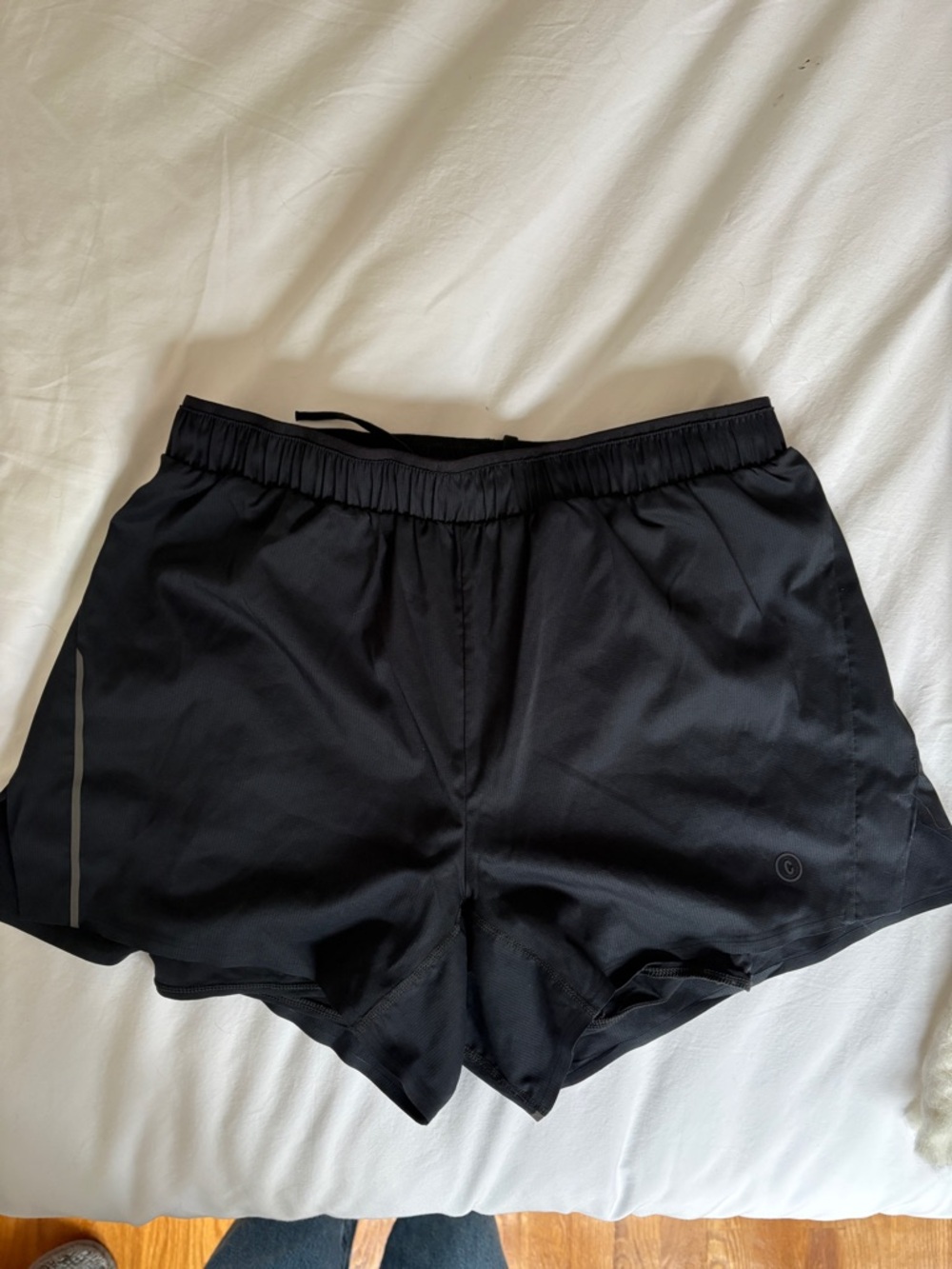 Women’s Black Athletic Running Shorts with Reflective Detail